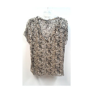 Talbots Semi Sheer Brown Animal Tribal Print Top
